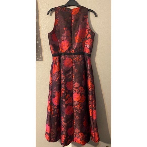 Tahari Levine Dress Ruby Red Black 8 Hi Low Semi Formal Party Holiday Christmas - Picture 5 of 11